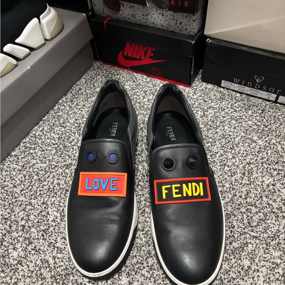 Fendi Black Leather Loafers with Modern Slip-On Design